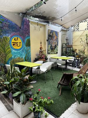 Outside patio  at Hare Krishna Buffete in Monterrey