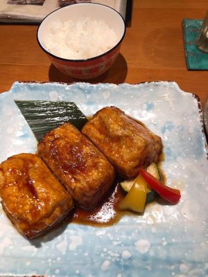 Fried tofu (part of vegetarian degustation) at Mamehachi in Kyoto