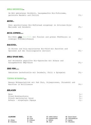Menu  at Hotel Am Brilliantengrund in Vienna