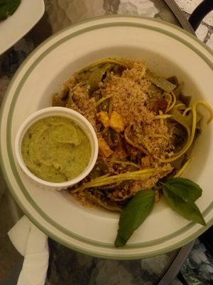 Sun dried tomatoes pasta with avocado sauce. Not my favorite, but it is a favorite to many of my work colleagues at BIOFresh in Timisoara