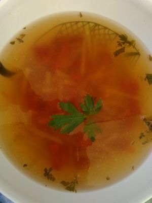 Plain, low fat vegetable soup. Not really filling, but light and sweet. If you're not that hungry, or you're very thirsty order this. at BIOFresh in Timisoara