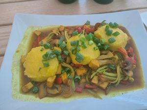 polenta with tofu at BIOFresh in Timisoara