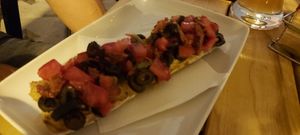 Biofresh Bruschetta with pate, olives and tomatoes at BIOFresh in Timisoara