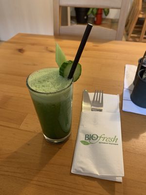 Green juice  at BIOFresh in Timisoara