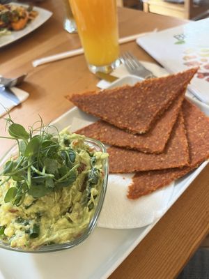 Raw bread and guacamole.   at BIOFresh in Timisoara