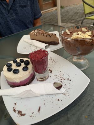 Berry cake and chocolate mousse  at BIOFresh in Timisoara