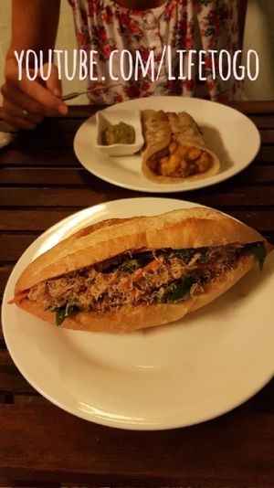 Shredded Tofu Sandwich (40.000VND) and Roti Wrap (50.000VND) - super Delicious! at Karma Waters in Hoi An