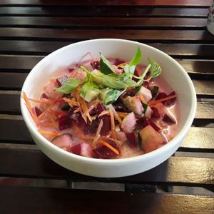 beet root soup  at Karma Waters in Hoi An