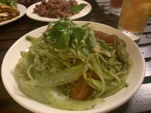 Pesto pasta soooo good at Karma Waters in Hoi An