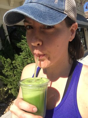 Sipping a green juice at Raw Press in Sanford