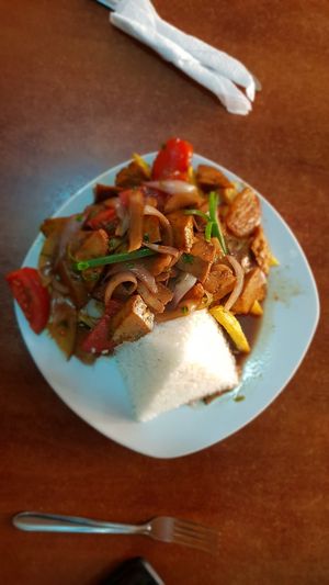 Salteado at Comedor Vegetariano in Huaraz