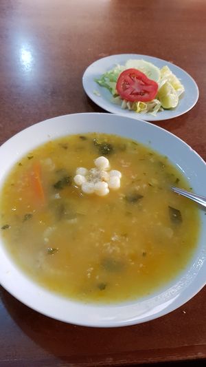 Sopa de trigo - menu del día at Comedor Vegetariano in Huaraz