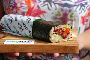 Vegan sushi wrap  at Happy Maki in Brighton