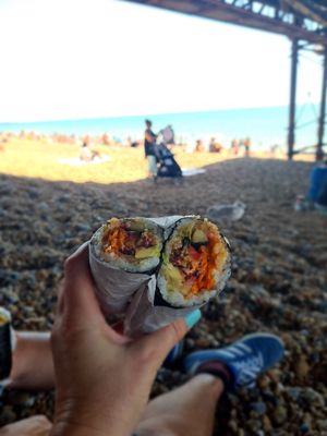Rainbow sushi roll 😋 at Happy Maki in Brighton