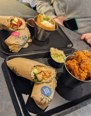 Loaded tofu pockets, cauliflower pops and sushi rolls at Happy Maki in Brighton