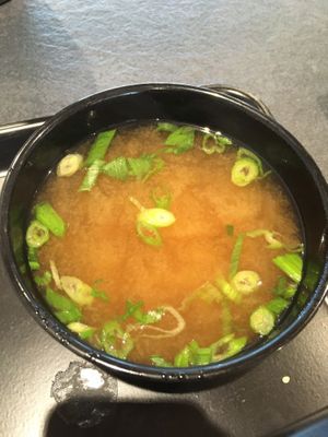 Miso soup  at Happy Maki in Brighton