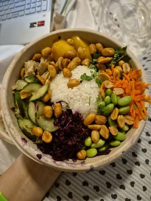 Satay bowl at Happy Maki in Brighton