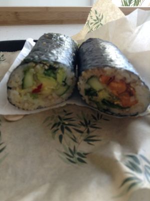 The ob ob the left is my Gluten Free Avocado Kiss Sushi  at Happy Maki in Brighton