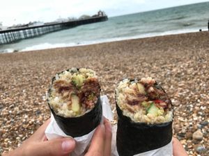 Fake-duck burrito at Happy Maki in Brighton