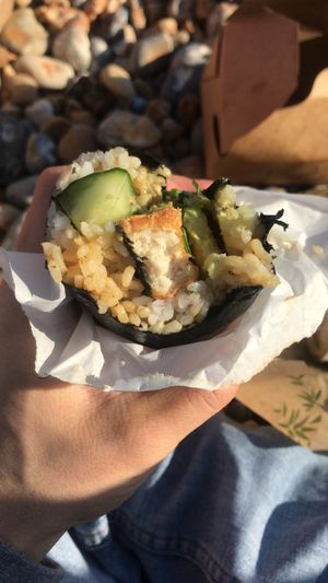 The "cod" tartare burrito. 

Highly recommended, great flavours. at Happy Maki in Brighton