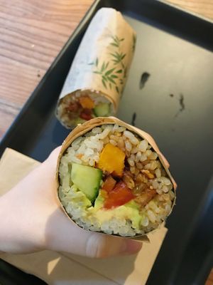 sweet potato sushi burrito at Happy Maki in Brighton