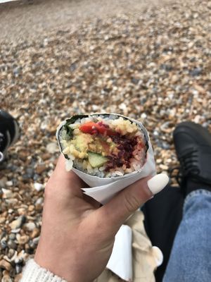 Beetroot and basil maki at Happy Maki in Brighton