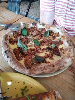 Porkies pizza at Purezza in Brighton