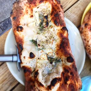 Garlic bread and cheese  at Purezza in Brighton