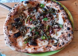 Pepperoni, mozzarella, marinated tender broccoli at Purezza in Brighton