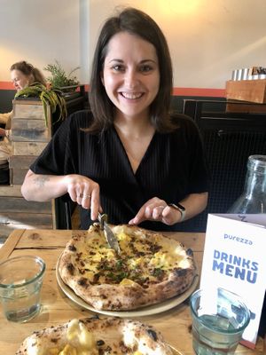 Carbonara pizza  at Purezza in Brighton