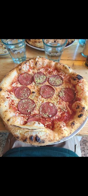 Peperoni pizza at Purezza in Brighton
