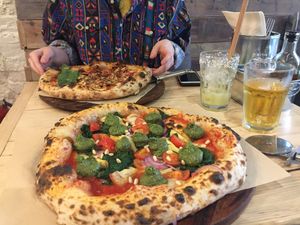 Pesto Manifesto, and the sausage pizza  at Purezza in Brighton