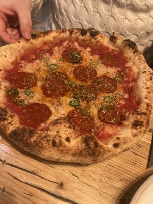 Pepperoni and agave pizza  at Purezza in Brighton