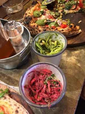 Coleslaw and courgetti spaghetti  at Purezza in Brighton