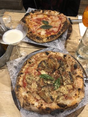 Margherita and a Parmigiana Party - both delicious  at Purezza in Brighton