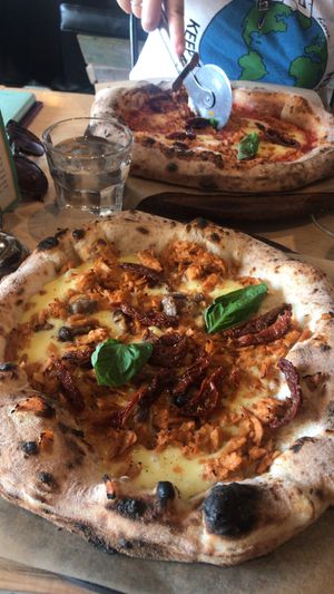 Telling Porkies pizza  at Purezza in Brighton