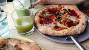 Pizza and drinks at Purezza in Brighton