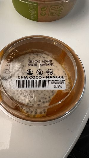 Coconut milk chia pudding with mango purée   at CDG - EXKi - TS4 in Roissy-en-france