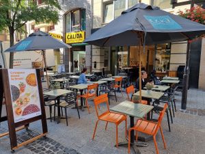 outdoor seating in front at EXKi - Grand Rue in Luxembourg City