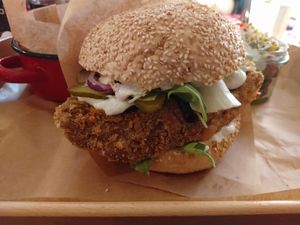 Burger with seitan. at Pomylone Gary in Lublin