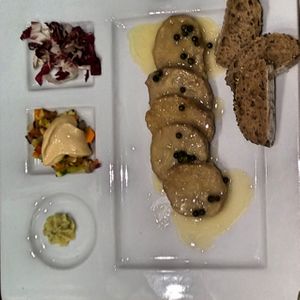 seitan with green pepper sauce at Universo Vegano in Riccione