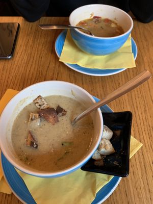 Mushroom and vegetable soups  at Veggic in Plovdiv