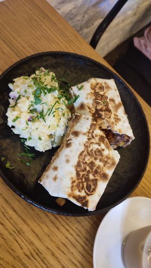 Burrito with potato salad at Veggic in Plovdiv