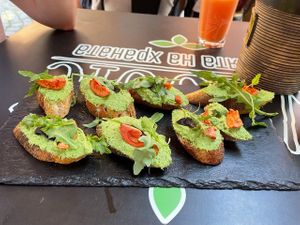 Bruschette with parsley pesto at Veggic in Plovdiv
