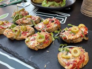 Bruschetta with cheese and peppers  at Veggic in Plovdiv