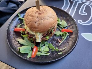 Burger with jackfruit at Veggic in Plovdiv