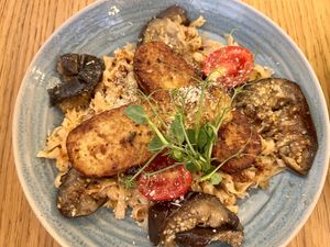 Tempeh eggplant “spaghetti"  at Veggic in Plovdiv