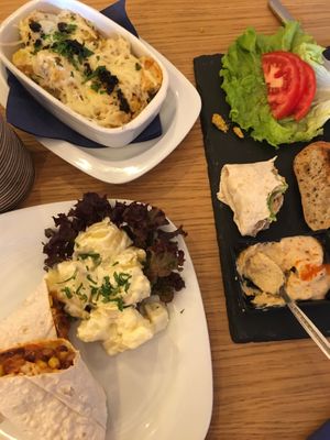 Spicy potato, hummus, burrito 😋 at Veggic in Plovdiv