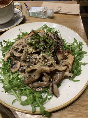 Garlic mushrooms on toast  at Chia Naturally Healthy in Hitchin