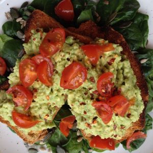 Chilli Avo Mash on toasted gluten free bread. at Chia Naturally Healthy in Hitchin